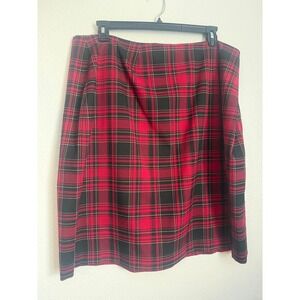 CeCe Glamour Melody Plaid Skirt Red Black Tartan 18W 7452427 Bright Ruby